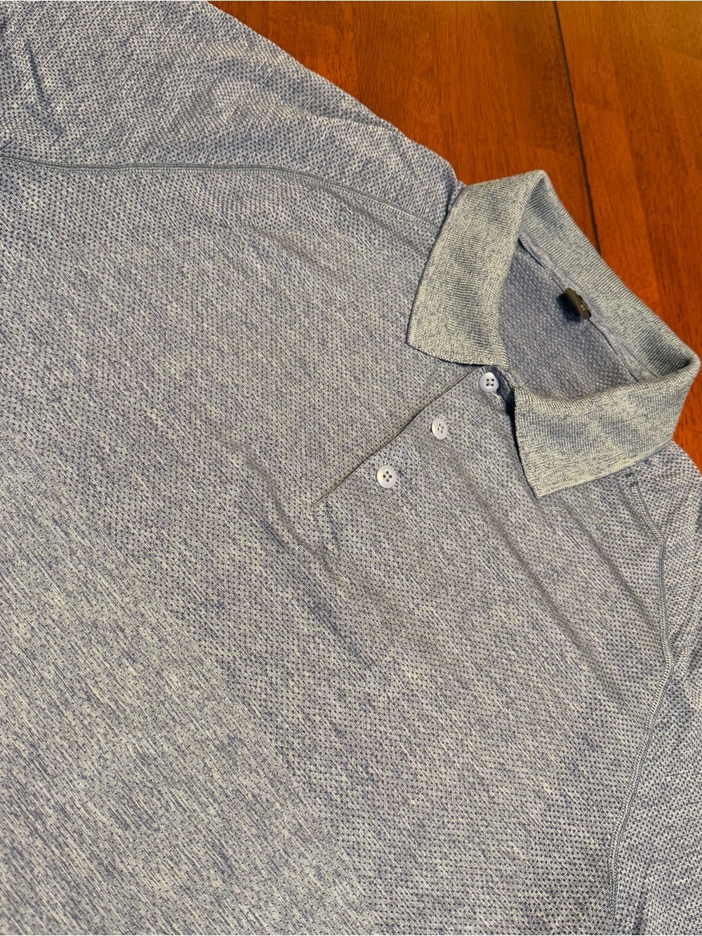 Lululemon Metal Vent Tech Polo Shirt Mens Large Golf Stretch Gray Blue Athletic